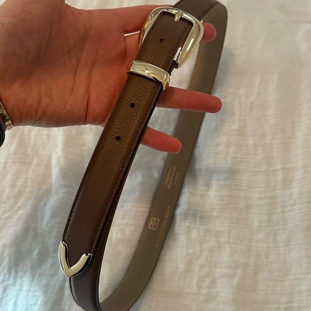 NWOT B-Low the Belt Marc Belt Brown Taupe Leather Belt with Gold Accents - Picture 10 of 12